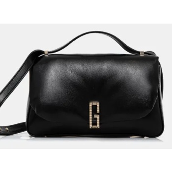 δερμάτινη τσάντα guess alizee χρώμα μαύρο, hwazaa l5115