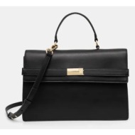 τσάντα tommy hilfiger χρώμα: μαύρο, aw0aw16895 100% poliuretan