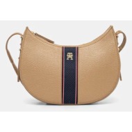 τσάντα tommy hilfiger χρώμα: μπεζ, aw0aw16899 100% poliuretan