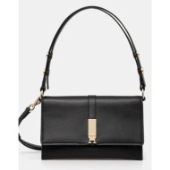 τσάντα tommy hilfiger χρώμα: μαύρο, aw0aw16893 100% poliuretan