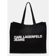 βαμβακερή τσάντα karl lagerfeld jeans χρώμα: μαύρο, a1w50002 60% ανακυκλωμένο βαμβάκι, 40% βαμβάκι
