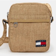 σακκίδιο tommy jeans χρώμα: μπεζ, am0am12900 100% ανακυκλωμένος πολυεστέρας