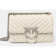 δερμάτινη τσάντα pinko χρώμα: μπεζ, 100074 a0gk φυσικό δέρμα