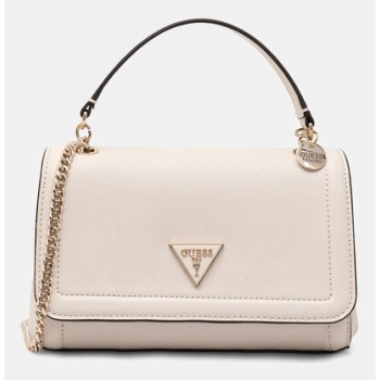 τσάντα guess noelle χρώμα μπεζ, hwzg78 79210 κύριο υλικό