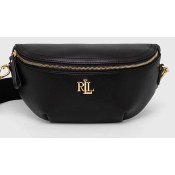 δερμάτινη τσάντα lauren ralph lauren χρώμα μαύρο κύριο