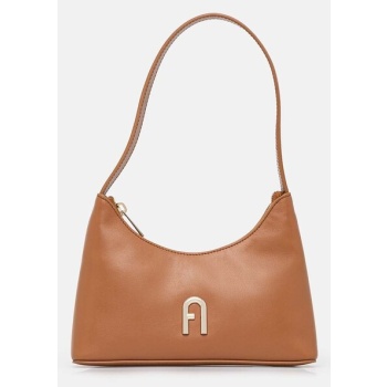 δερμάτινη τσάντα furla χρώμα καφέ, wb00863.ax0733.ry000