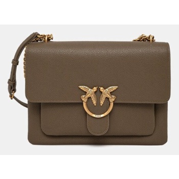 δερμάτινη τσάντα pinko χρώμα καφέ, 104527 a29q 100% φυσικό