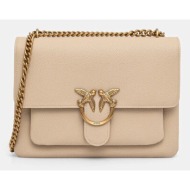 δερμάτινη τσάντα pinko χρώμα: μπεζ, 104527 a29q 100% φυσικό δέρμα