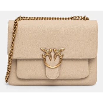 δερμάτινη τσάντα pinko χρώμα μπεζ, 104527 a29q 100% φυσικό