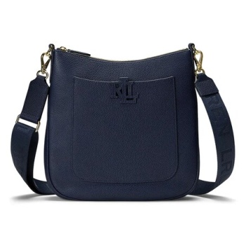 δερμάτινη τσάντα lauren ralph lauren χρώμα μαύρο