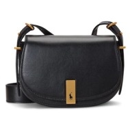 δερμάτινη τσάντα polo ralph lauren χρώμα: μαύρο, 428891391 δέρμα βοοειδών