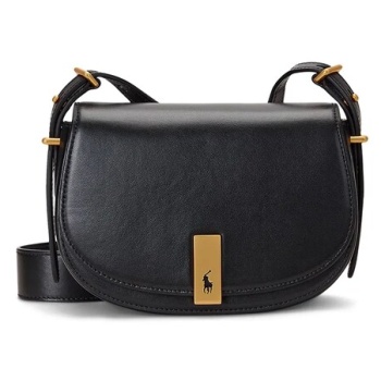 δερμάτινη τσάντα polo ralph lauren χρώμα μαύρο, 428891391