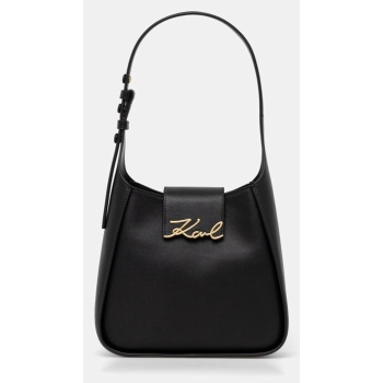 δερμάτινη τσάντα karl lagerfeld χρώμα μαύρο, a1w30434