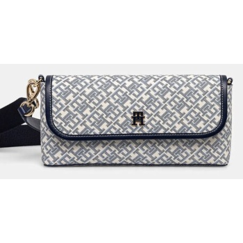 τσάντα tommy hilfiger χρώμα μπεζ, aw0aw17341 100%