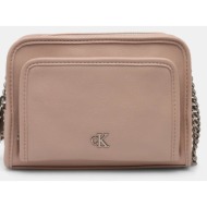 τσάντα calvin klein jeans χρώμα: ροζ, k60k613047 51% ανακυκλωμένος πολυεστέρας, 49% poliuretan