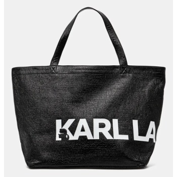 βαμβακερή τσάντα karl lagerfeld χρώμα μαύρο, a1w50064 100%