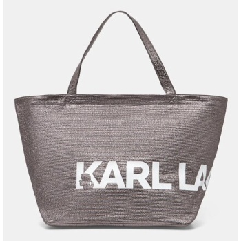 βαμβακερή τσάντα karl lagerfeld χρώμα ασημί, a1w50064 100%