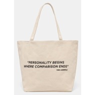 τσάντα δυο όψεων karl lagerfeld χρώμα: μπεζ, a1w50072 100% βαμβάκι