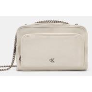 τσάντα calvin klein jeans χρώμα: μπεζ, k60k613046 51% ανακυκλωμένος πολυεστέρας, 49% poliuretan