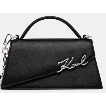 δερμάτινη τσάντα karl lagerfeld χρώμα μαύρο, a1w30458