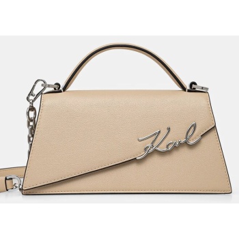 δερμάτινη τσάντα karl lagerfeld χρώμα μπεζ, a1w30458 κύριο