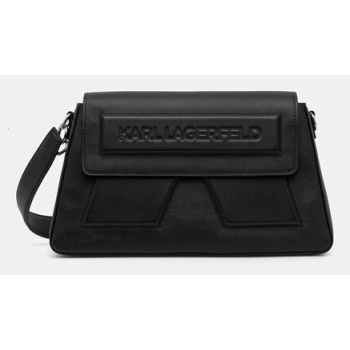 δερμάτινη τσάντα karl lagerfeld χρώμα μαύρο, a1w30154