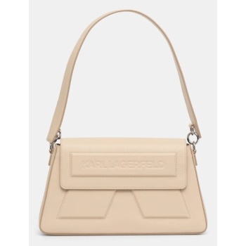 δερμάτινη τσάντα karl lagerfeld χρώμα μπεζ, a1w30154 κύριο