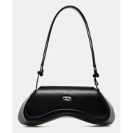 δερμάτινη τσάντα diesel play play crossbody cross body χρώμα: μαύρο, x10221.pr227 100% φυσικό δέρμα