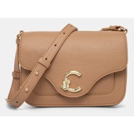 δερμάτινη τσάντα coccinelle χρώμα: μπεζ, e1 ssl 15 01 01 φυσικό δέρμα