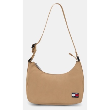 τσάντα tommy jeans χρώμα πράσινο, aw0aw16958 100%