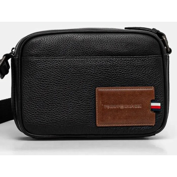 δερμάτινο φακελάκι tommy hilfiger χρώμα μαύρο, am0am13311