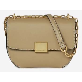 δερμάτινη τσάντα karl lagerfeld χρώμα μπεζ, a1w30445 100%