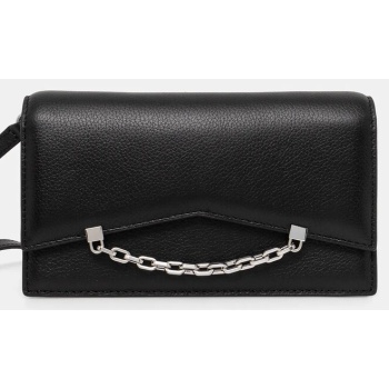 δερμάτινη τσάντα karl lagerfeld χρώμα μαύρο, a1w32037 100%