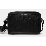 δερμάτινο φακελάκι karl lagerfeld k/loom χρώμα: μαύρο, a1m30067 100% φυσικό δέρμα