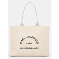 τσάντα karl lagerfeld χρώμα: μπεζ, a1w50009 60% ανακυκλωμένο βαμβάκι, 30% βαμβάκι, 10% poliuretan