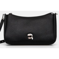 τσάντα karl lagerfeld χρώμα: μαύρο, a1w30493 κύριο υλικό: 58% ανακυκλωμένη πολυουρεθάνη, 42% poliure