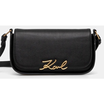 δερμάτινη τσάντα karl lagerfeld χρώμα μαύρο, a1w30039 100%