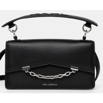 δερμάτινη τσάντα karl lagerfeld χρώμα μαύρο, a1w30446 100%