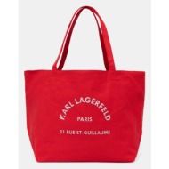 τσάντα karl lagerfeld χρώμα: κόκκινο, a1w50006 60% ανακυκλωμένο βαμβάκι, 40% βαμβάκι