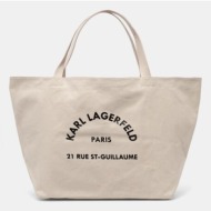 τσάντα karl lagerfeld χρώμα: μπεζ, a1w50006 60% ανακυκλωμένο βαμβάκι, 40% βαμβάκι