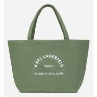 τσάντα karl lagerfeld χρώμα: πράσινο, a1w50006 60% ανακυκλωμένο βαμβάκι, 40% βαμβάκι