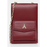 δερμάτινη τσάντα patrizia pepe χρώμα: μπορντό, 2q0007 l061 100% φυσικό δέρμα