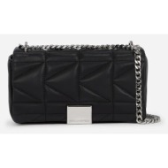 τσάντα karl lagerfeld χρώμα: μαύρο, a1w30435 κύριο υλικό: 56% δέρμα πρόβατου, 26% πολυεστέρας, 18% p