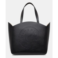 δερμάτινη τσάντα karl lagerfeld χρώμα: μαύρο, a1w30060 100% φυσικό δέρμα