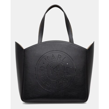 δερμάτινη τσάντα karl lagerfeld χρώμα μαύρο, a1w30060 100%