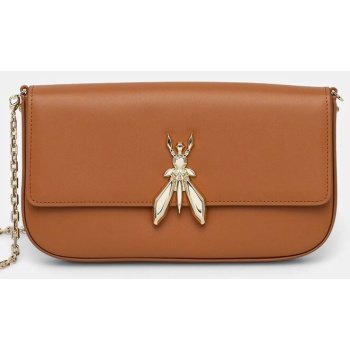 δερμάτινη τσάντα patrizia pepe χρώμα καφέ, 8b0229 l061