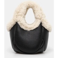 δερμάτινη τσάντα coperni shearling mini bucket swipe bag χρώμα: μαύρο, copba69840s φυσικό δέρμα, μαλ