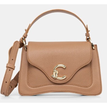 δερμάτινη τσάντα coccinelle χρώμα μπεζ, e1 ssl 18 02 01