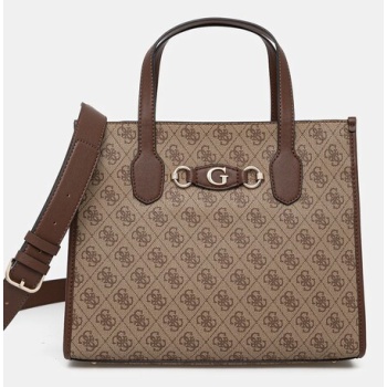 τσάντα guess izzy χρώμα καφέ, hwsg86 54220 κύριο υλικό