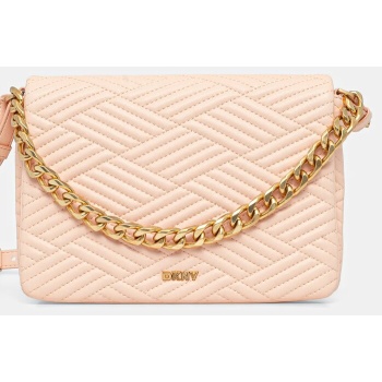 δερμάτινη τσάντα dkny χρώμα μπεζ, r44eki05 κύριο υλικό